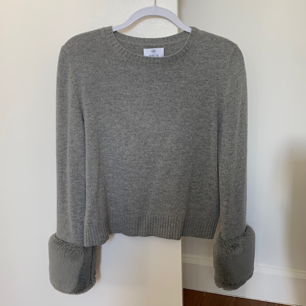 Allude 100% Cashmere Sweater with Fur Cuffs